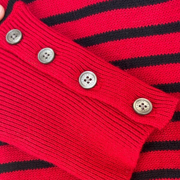 Ralph Lauren Women's Red and Black Striped Cowl Neck Sweater - Picture 4 of 5